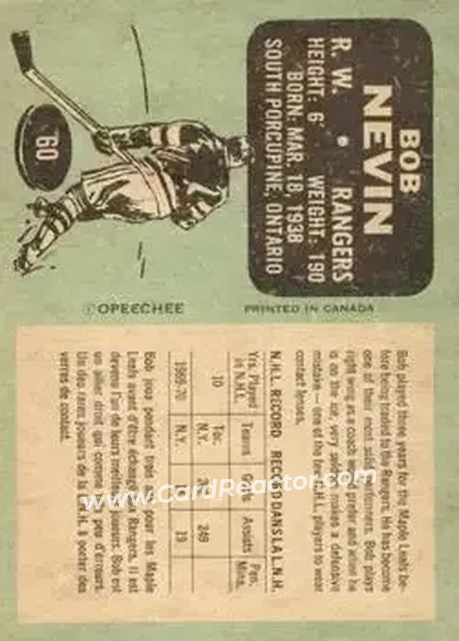 Back of Bob Nevin