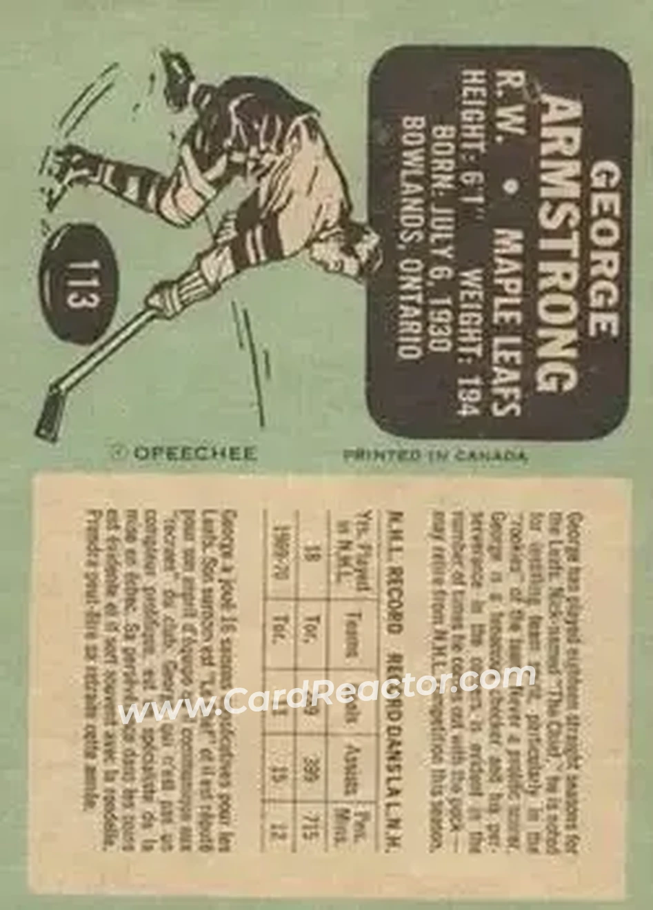 Back of George Armstrong