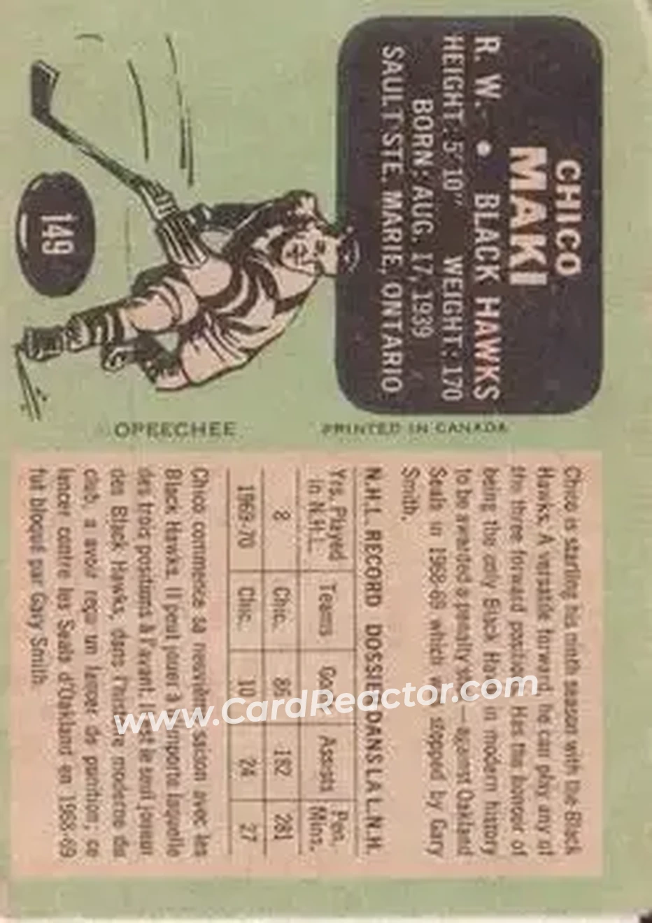 Back of Chico Maki