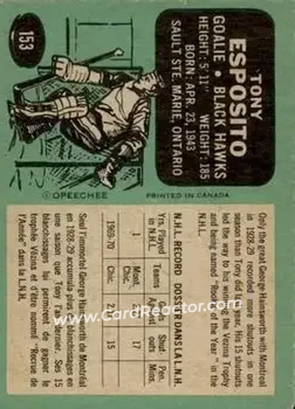 Back of Tony Esposito