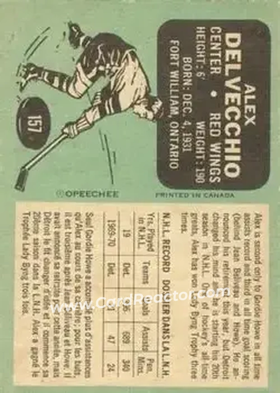 Back of Alex Delvecchio