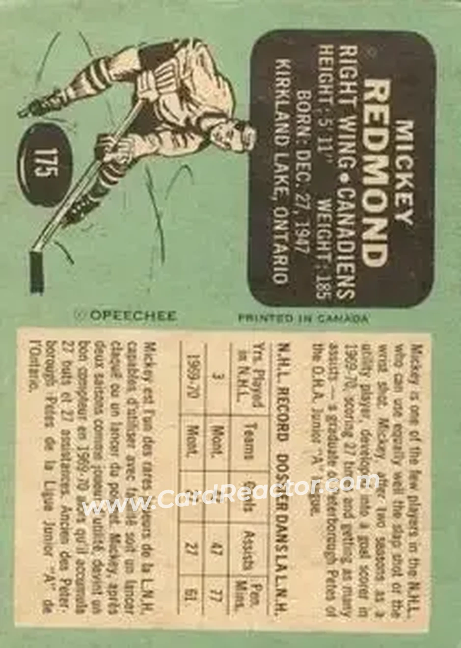 Back of Mickey Redmond