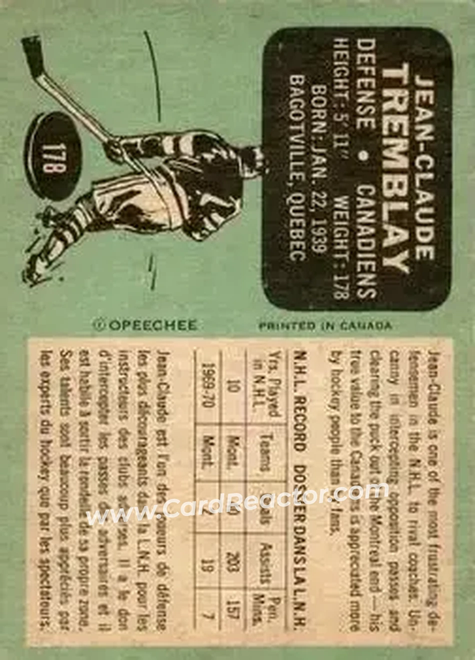 Back of Jean-Claude Tremblay