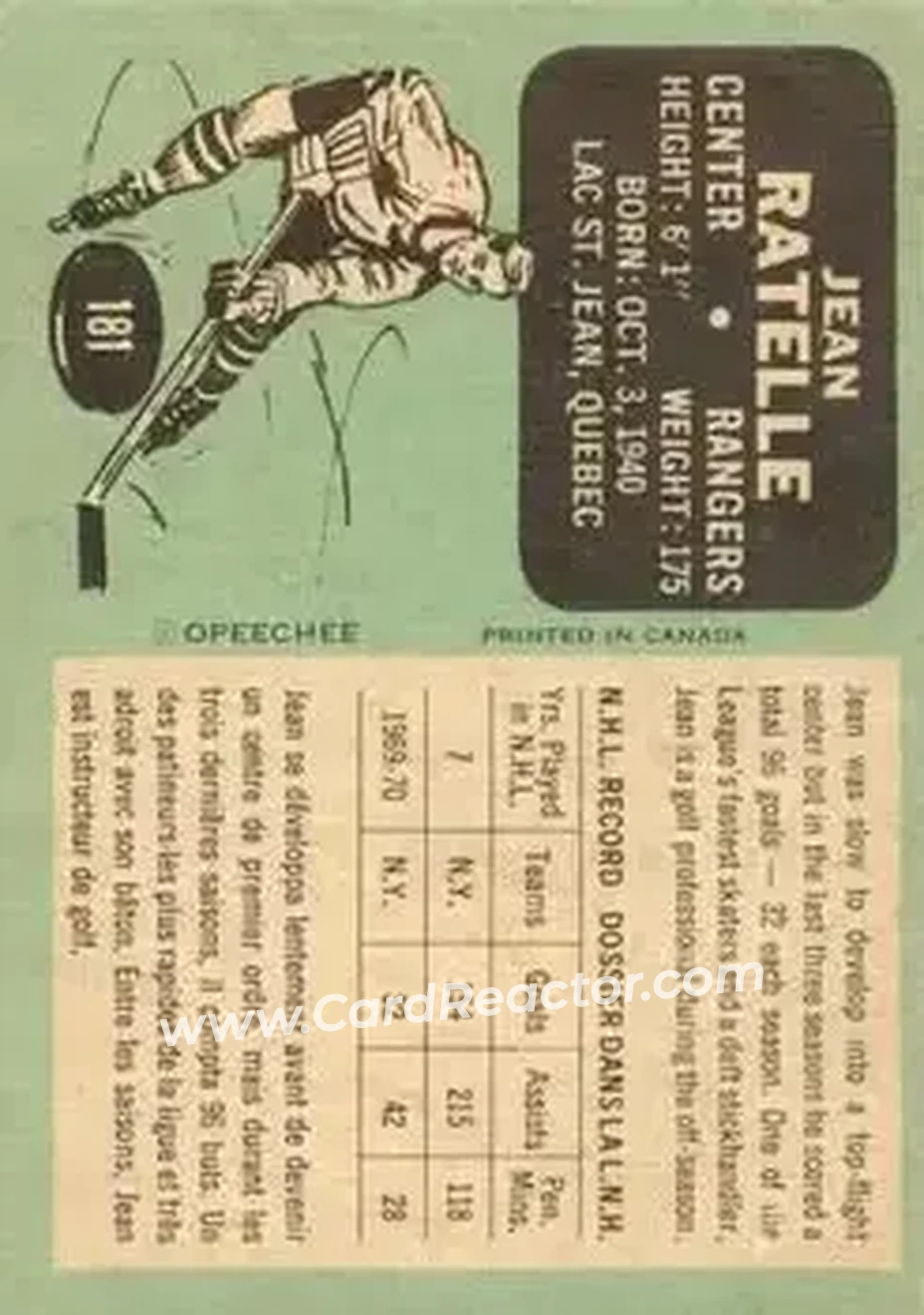 Back of Jean Ratelle