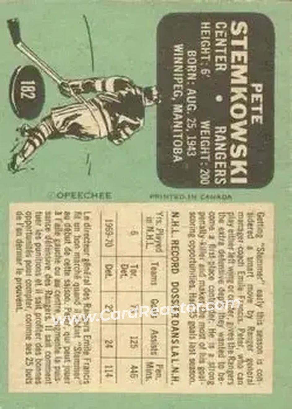 Back of Pete Stemkowski