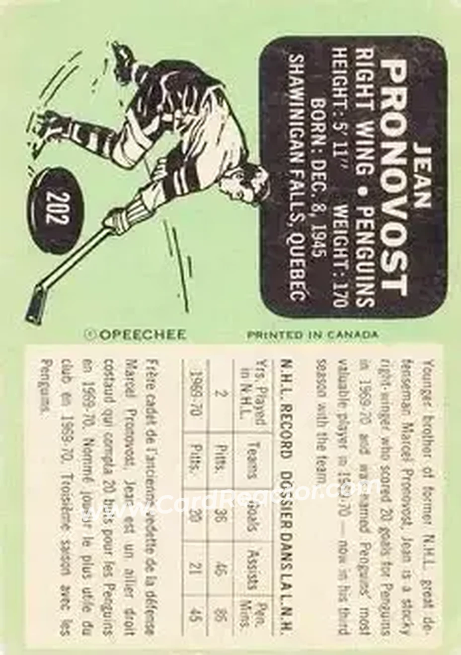 Back of Jean Pronovost