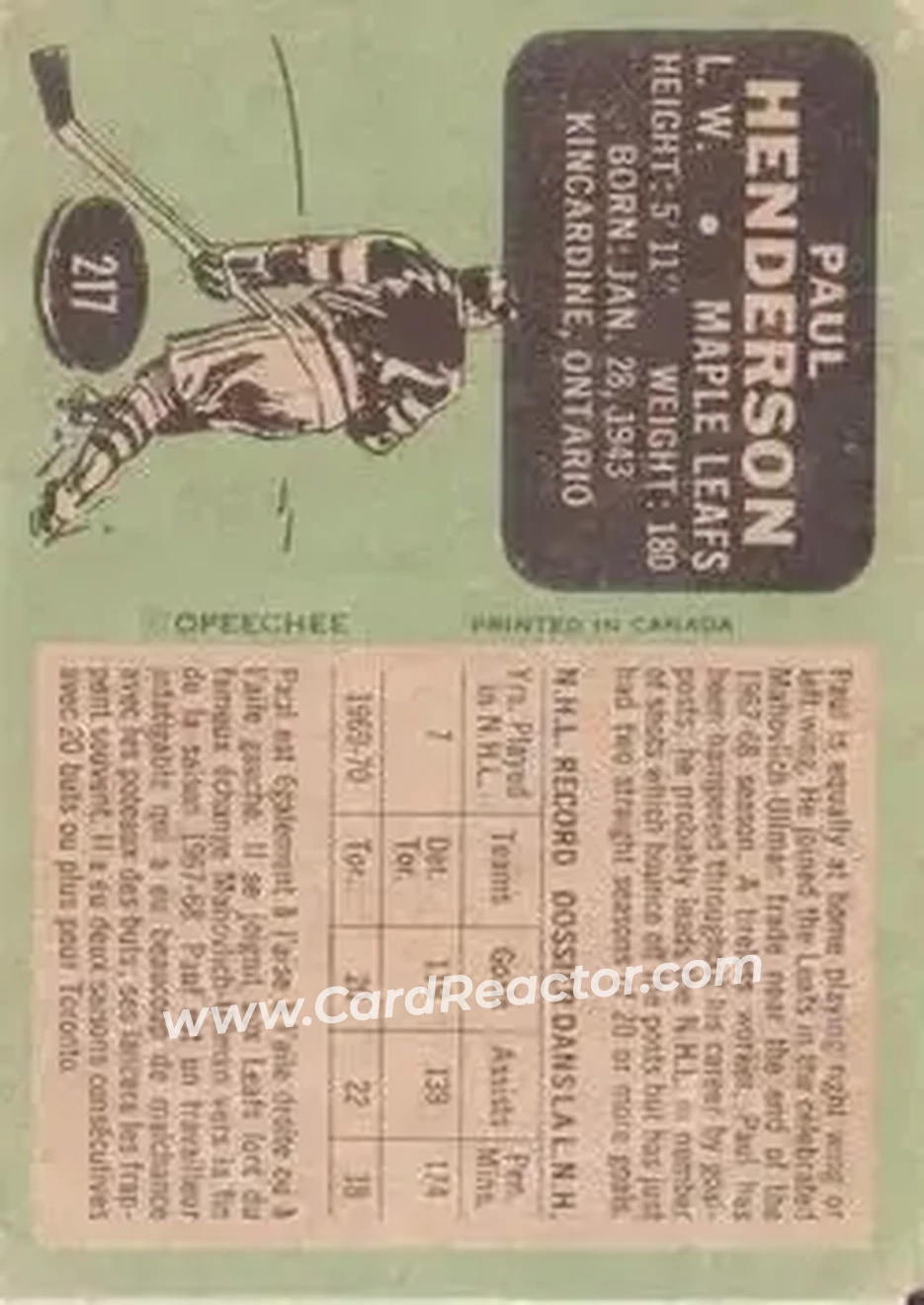 Back of Paul Henderson