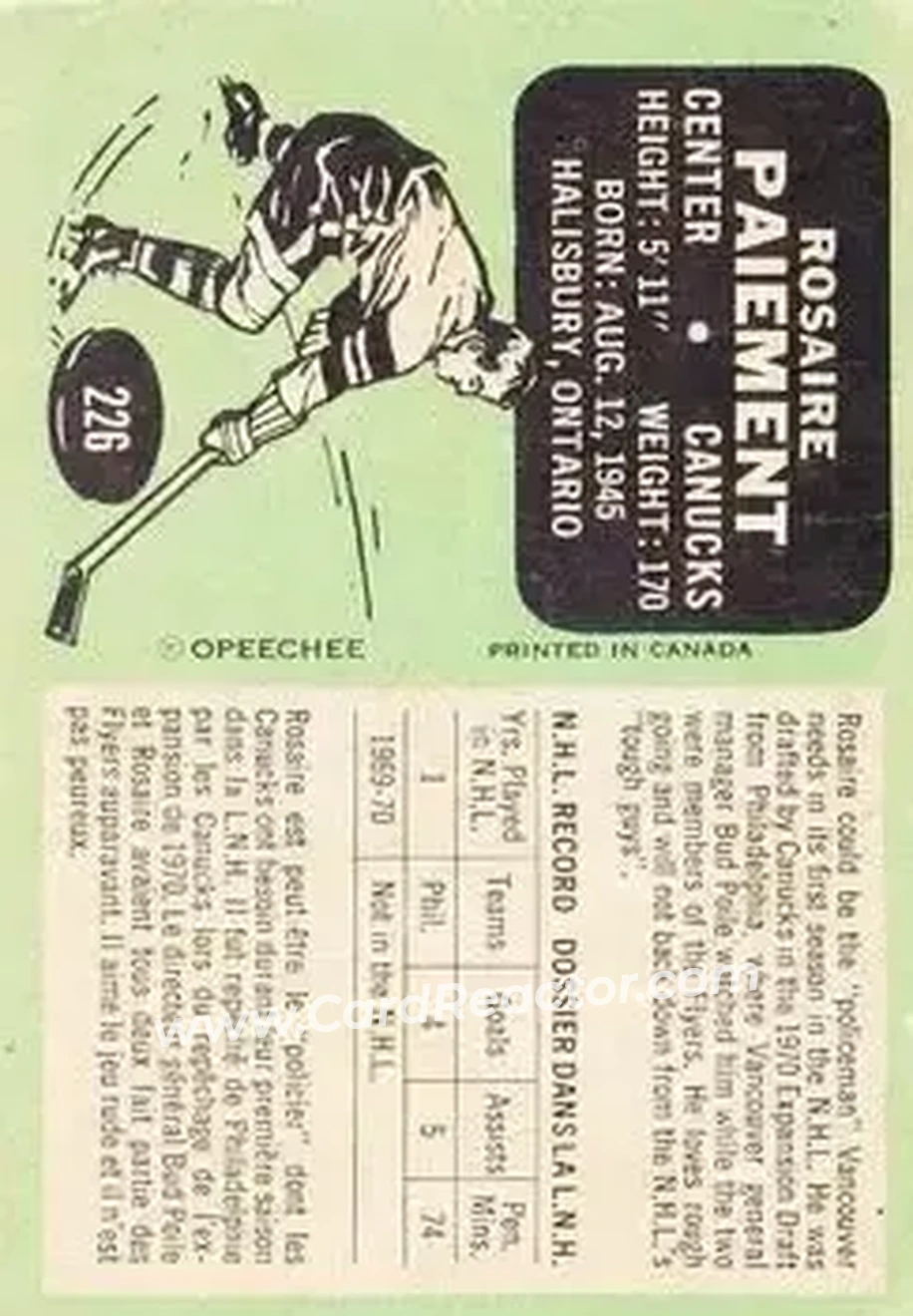 Back of Rosaire Paiement