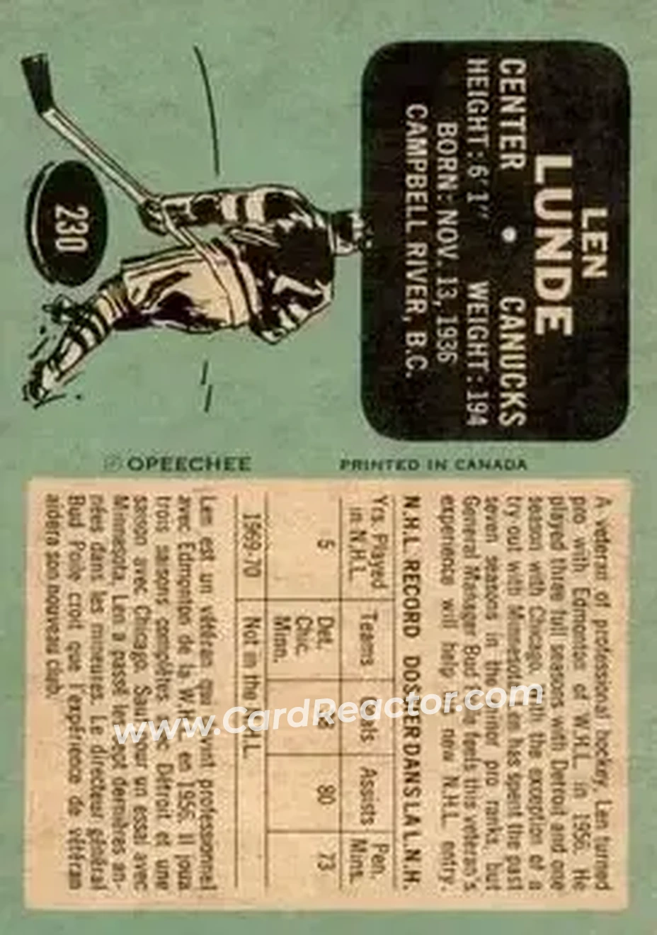 Back of Len Lunde