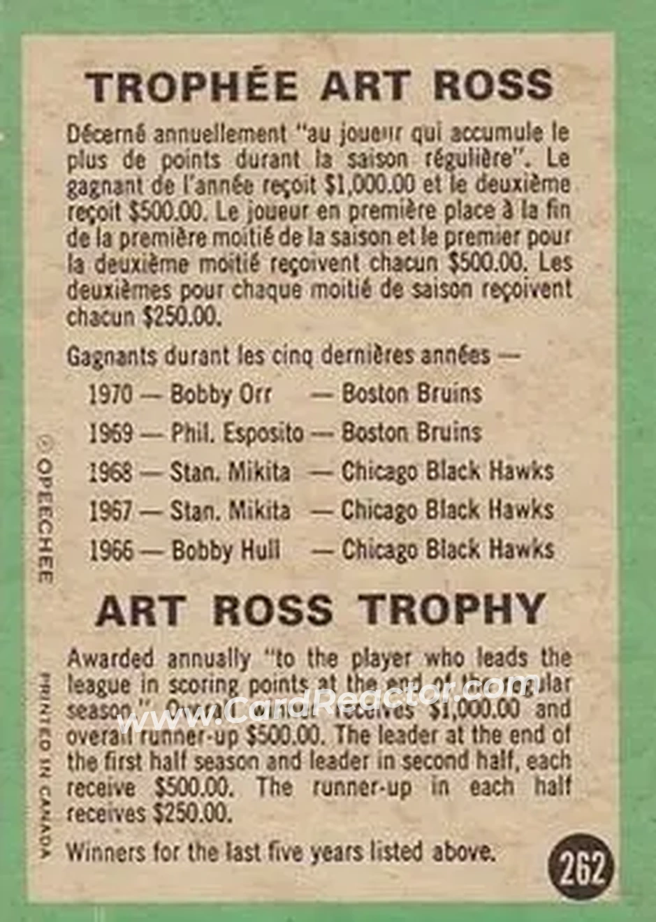 Back of Art Ross Trophy