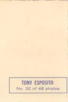 1970-71 O-Pee-Chee - Deckle Edge Photos #32 - Tony Esposito - Chicago Blackhawks - Back