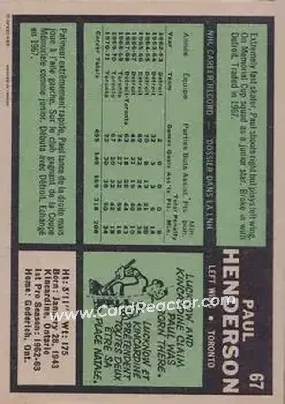 Back of Paul Henderson