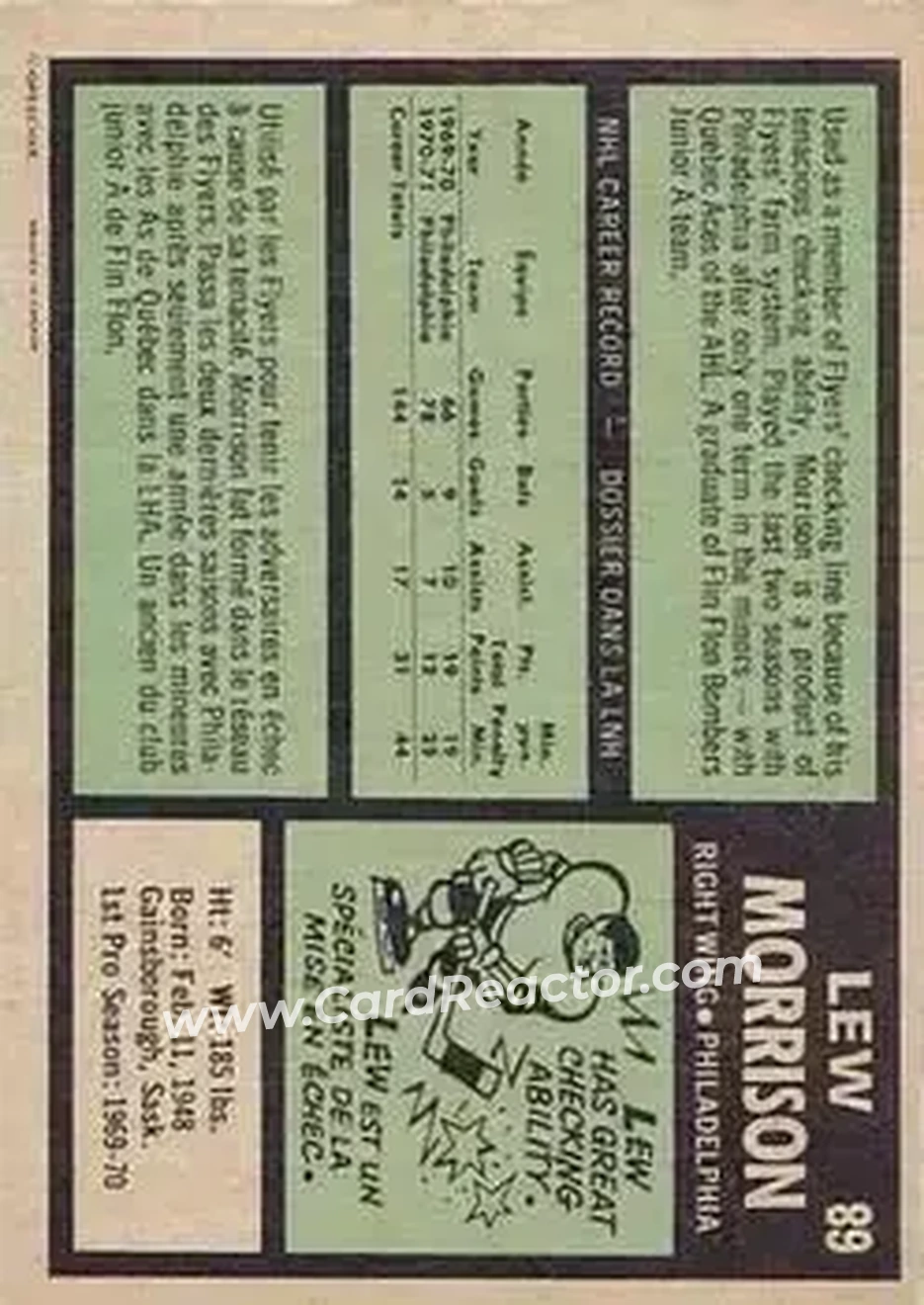 Back of Lew Morrison