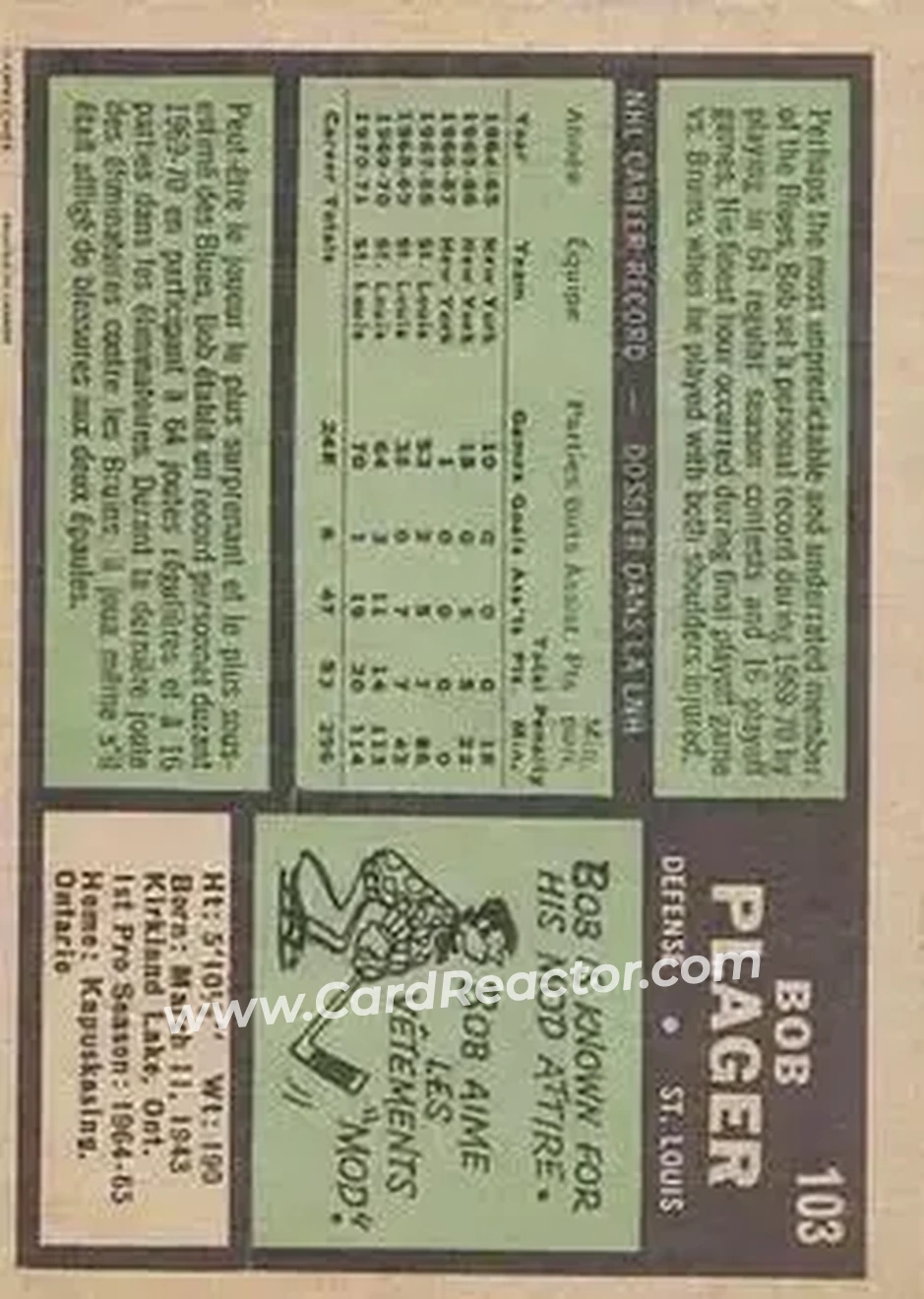 Back of Bob Plager