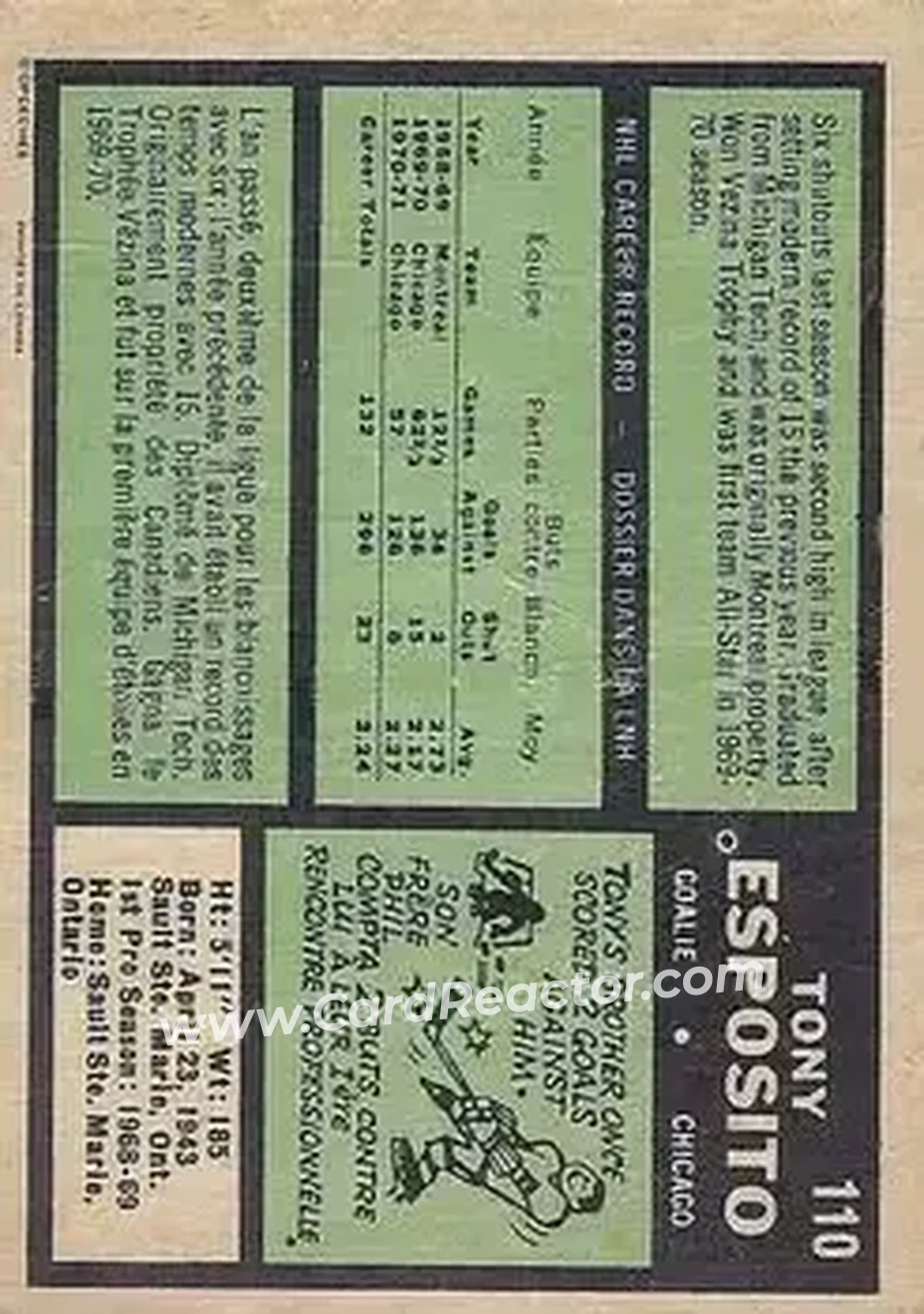 Back of Tony Esposito