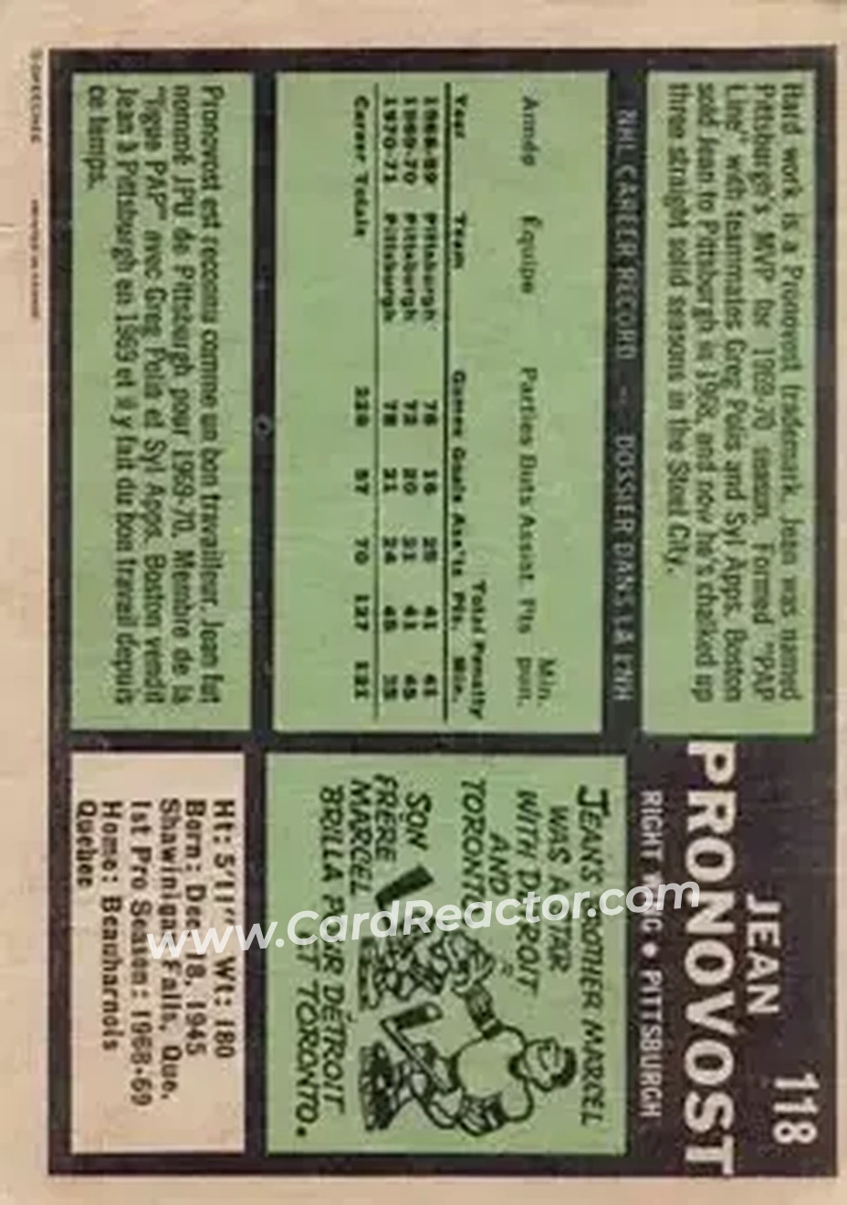 Back of Jean Pronovost
