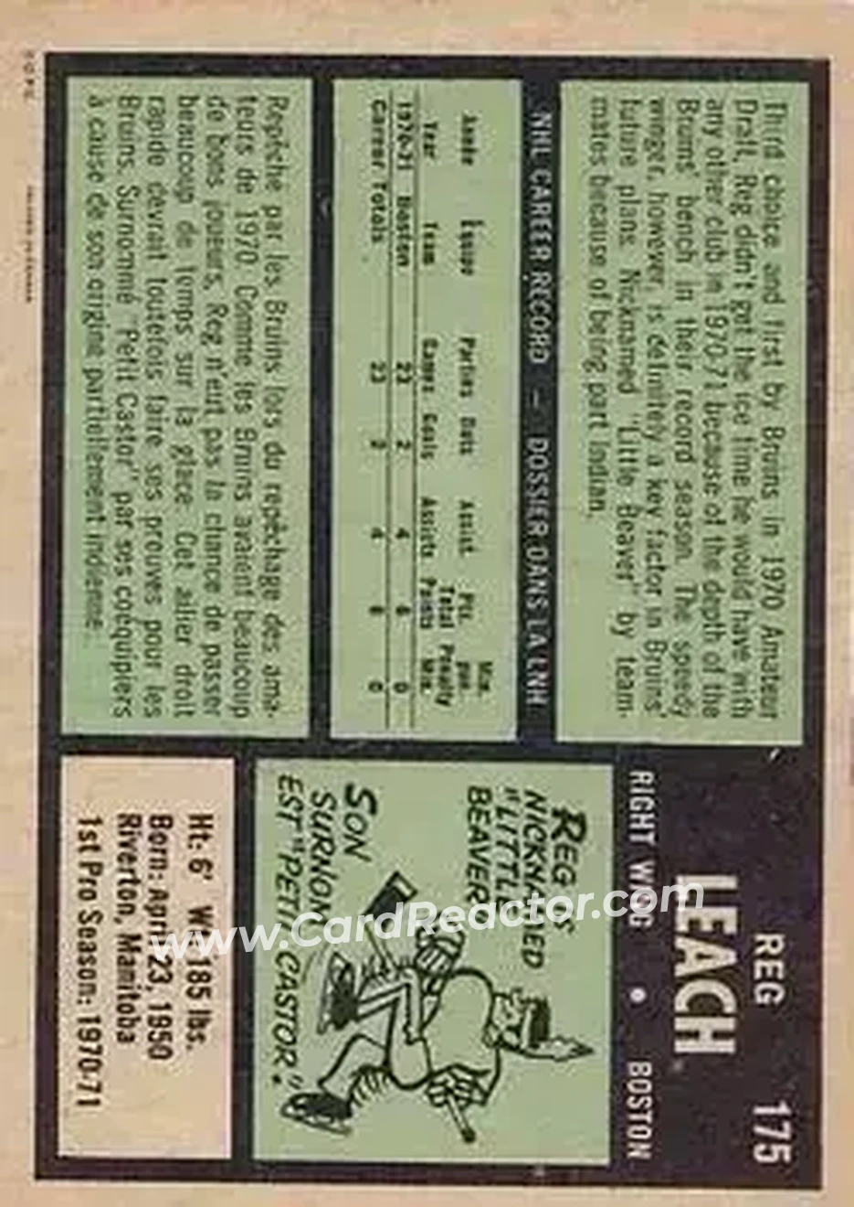 Back of Reggie Leach