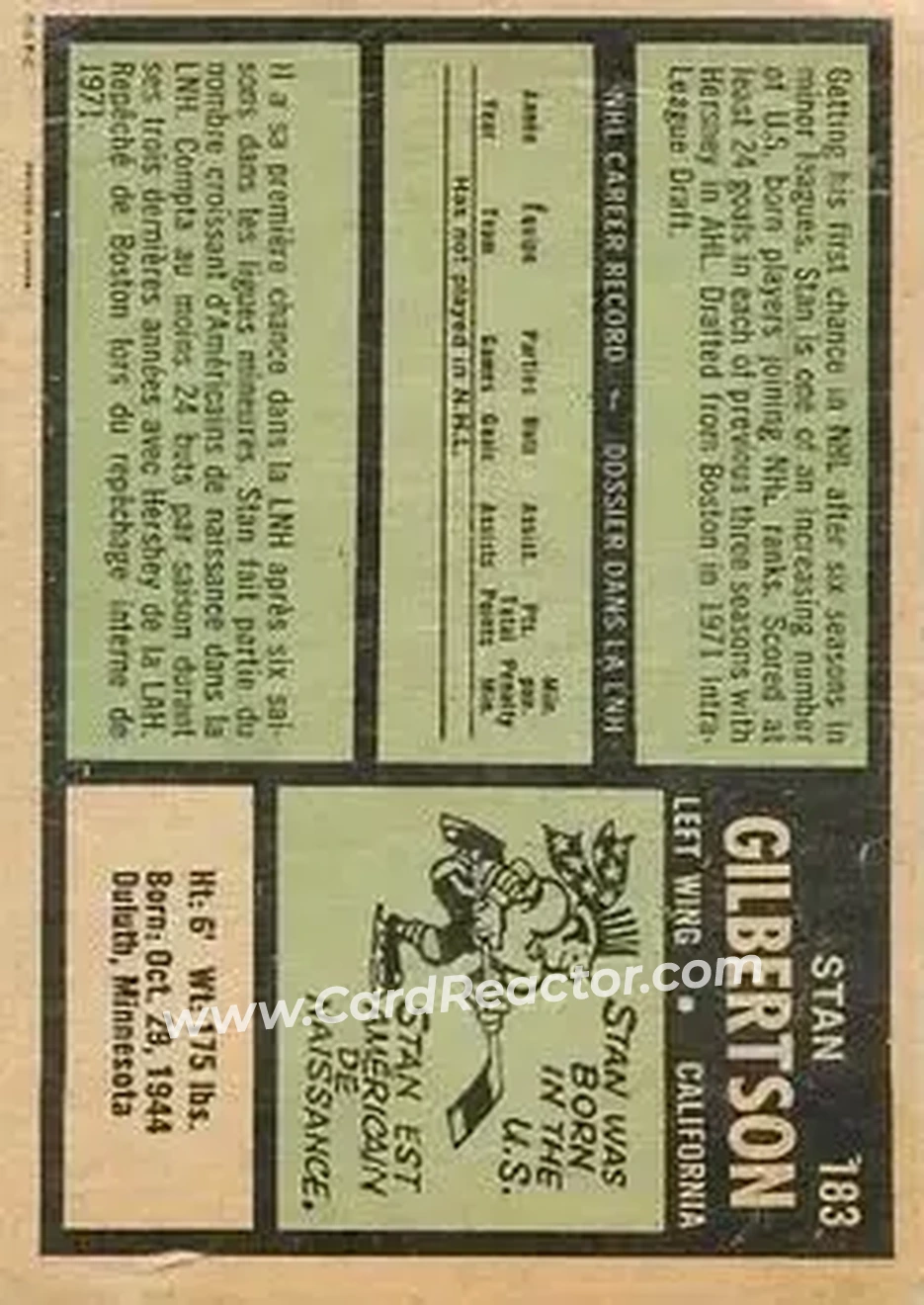 Back of Stan Gilbertson