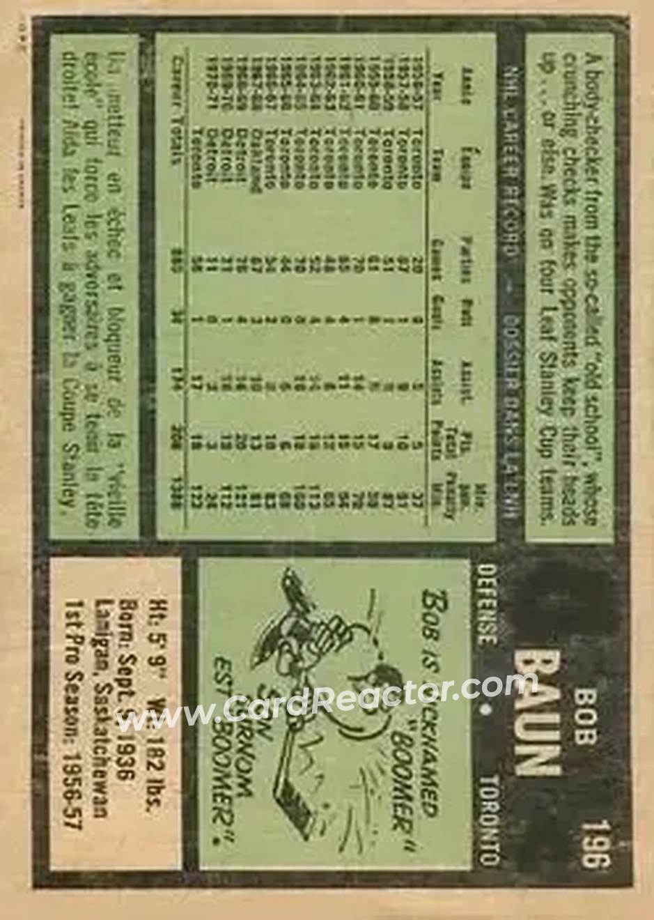Back of Bob Baun