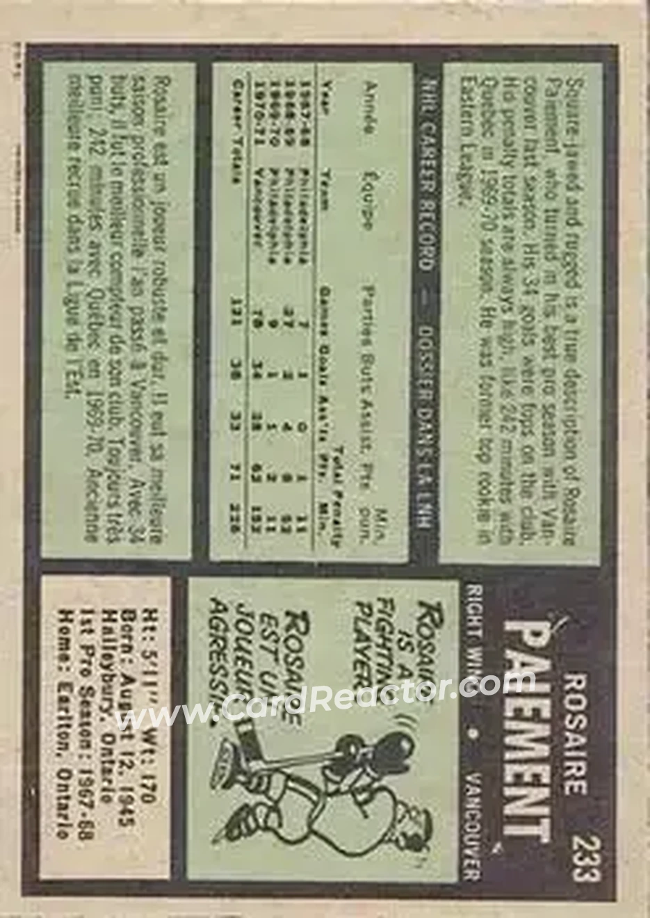 Back of Rosaire Paiement