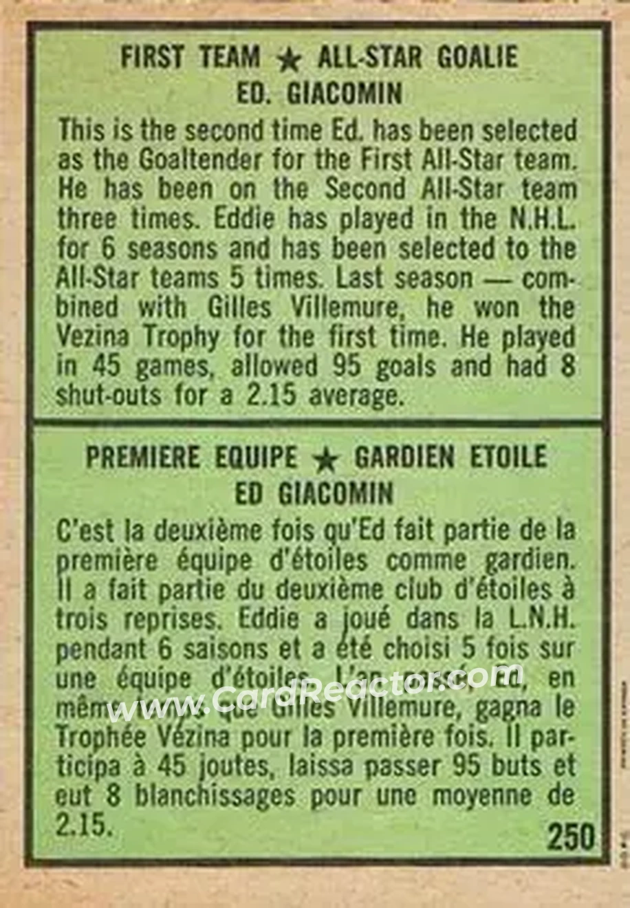 Back of Eddie Giacomin