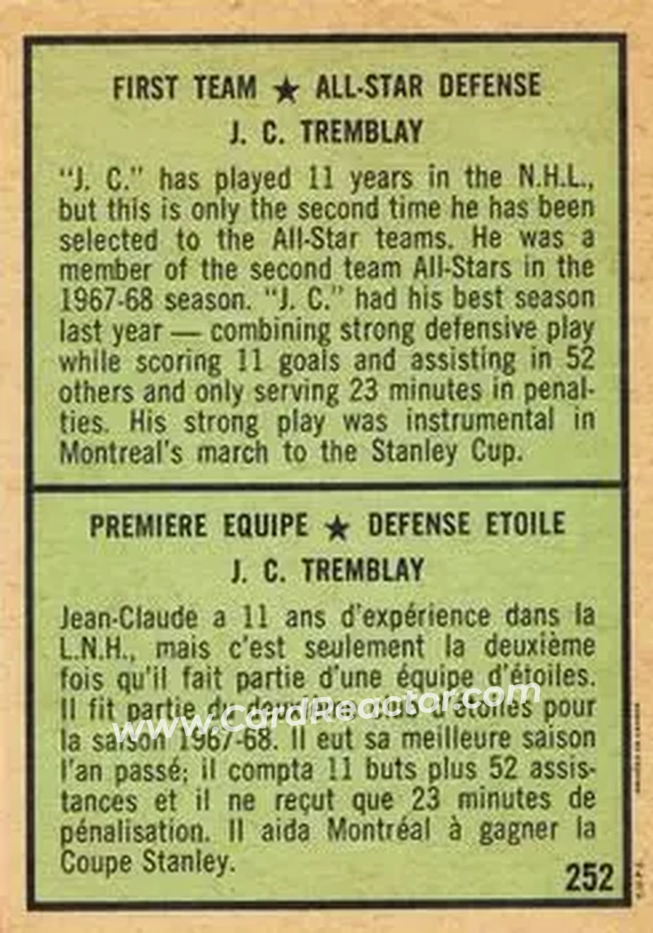 Back of Jean-Claude Tremblay