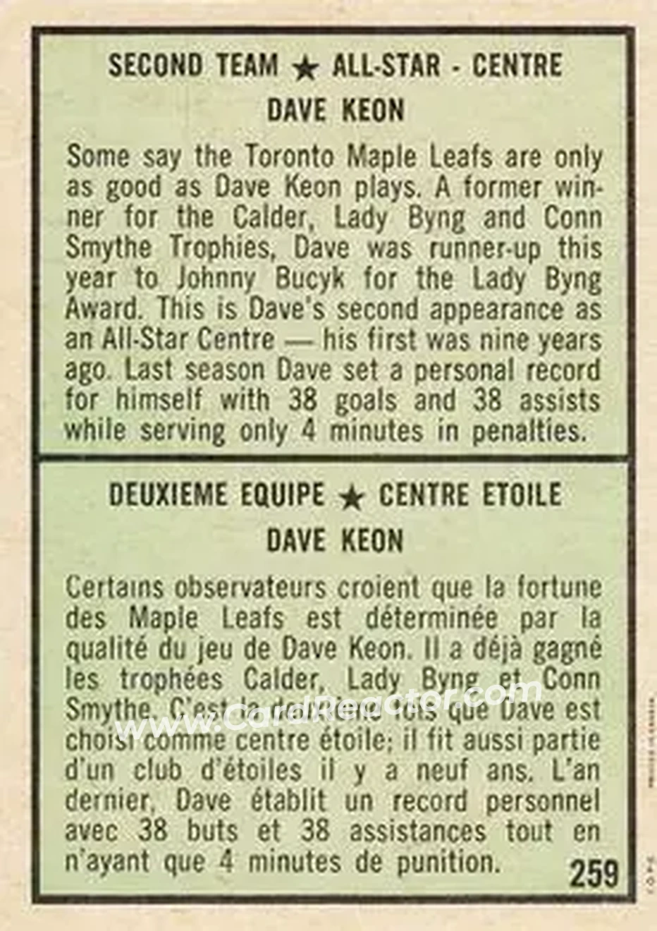 Back of Dave Keon