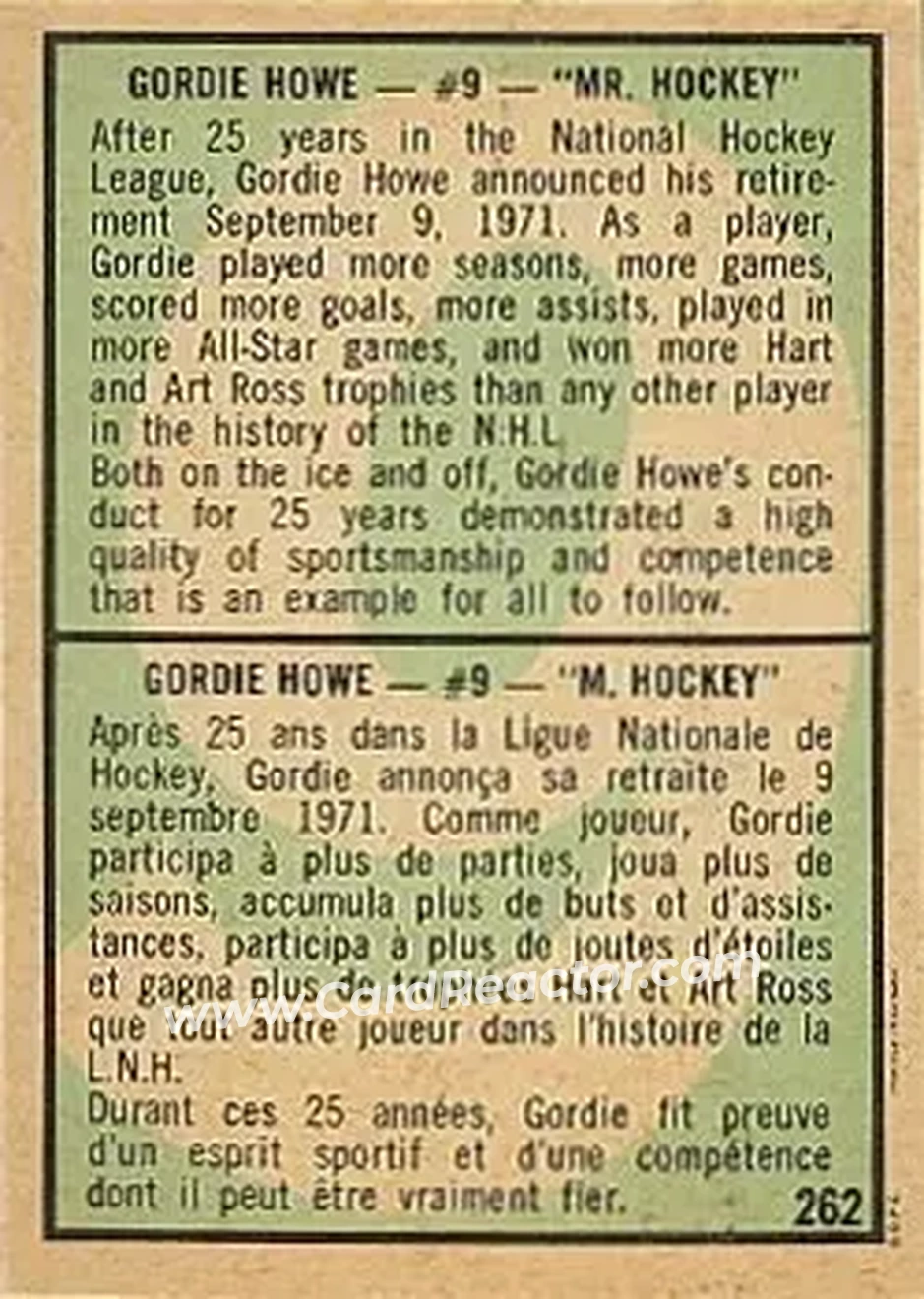 Back of Gordie Howe