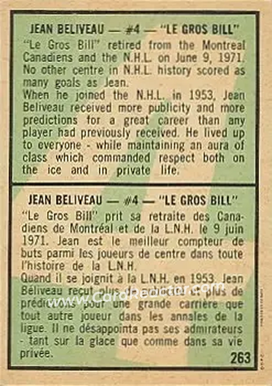 Back of Jean Beliveau