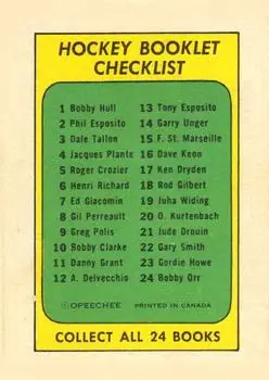 1971-72 O-Pee-Chee - Booklets #4 - Jacques Plante - Toronto Maple Leafs - Back