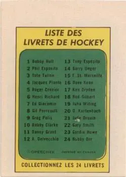 1971-72 O-Pee-Chee - Booklets French #12 - Alex Delvecchio - Detroit Red Wings - Back 1971-72 O-Pee-Chee - Booklets French #12 - Alex Delvecchio - Detroit Red Wings - Back