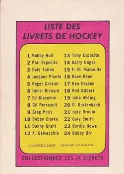 1971-72 O-Pee-Chee - Booklets French #23 - Gordie Howe - Detroit Red Wings - Back