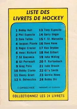 1971-72 O-Pee-Chee - Booklets French #24 - Bobby Orr - Boston Bruins - Back 1971-72 O-Pee-Chee - Booklets French #24 - Bobby Orr - Boston Bruins - Back