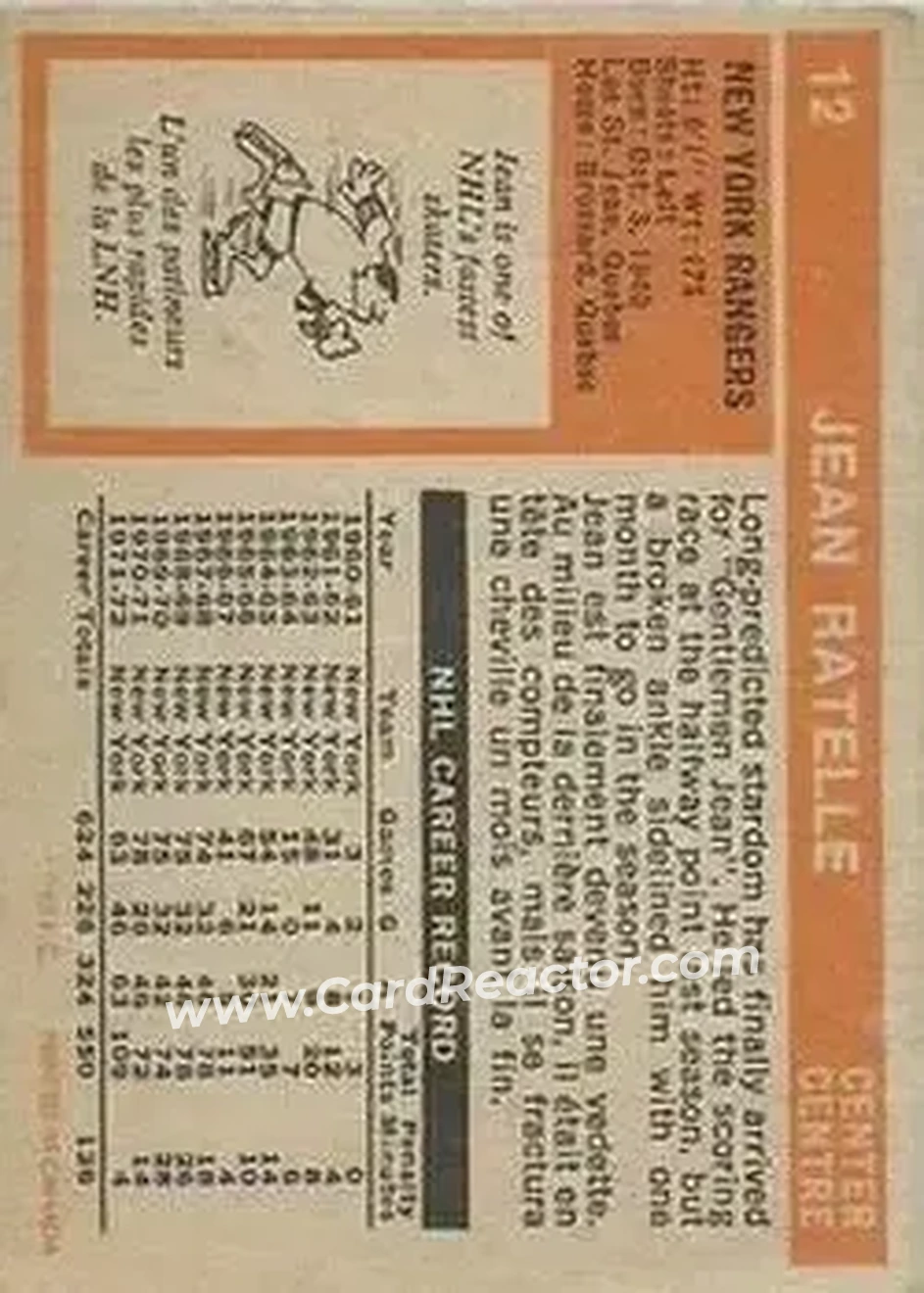 Back of Jean Ratelle