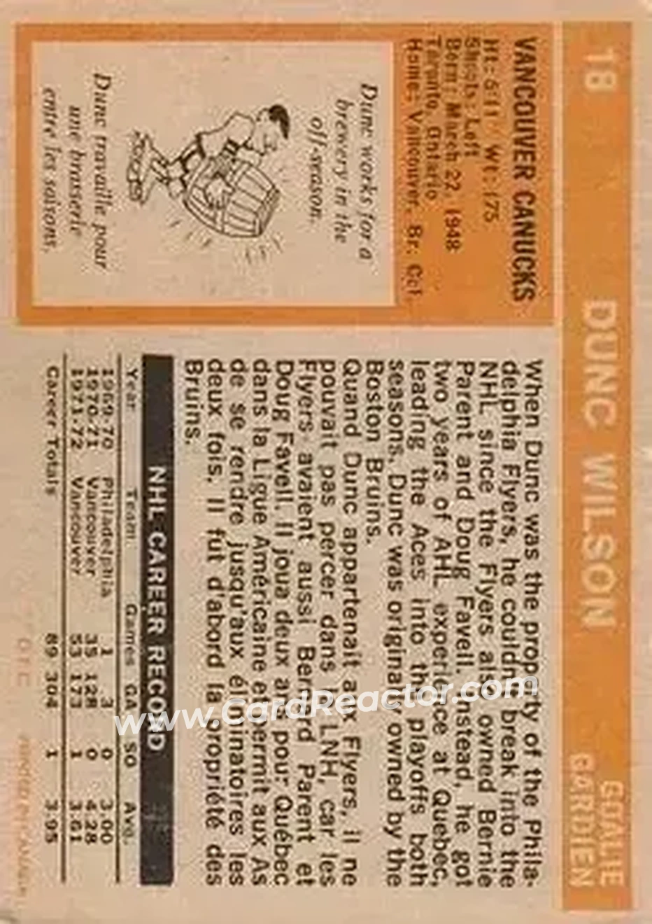Back of Dunc Wilson