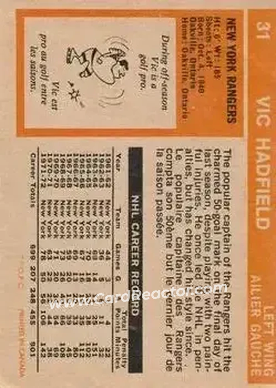 Back of Vic Hadfield