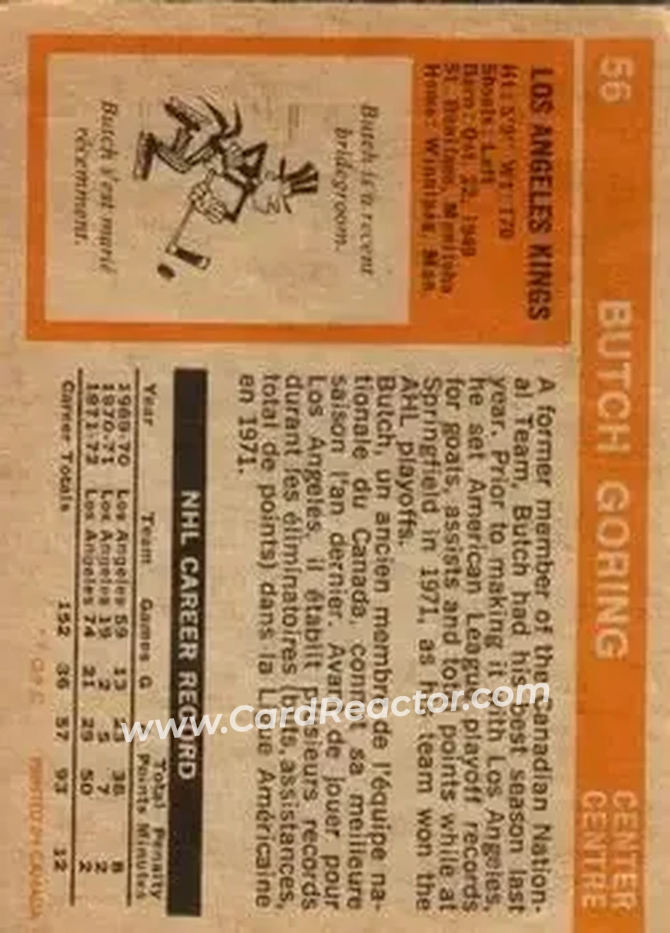 Back of Butch Goring