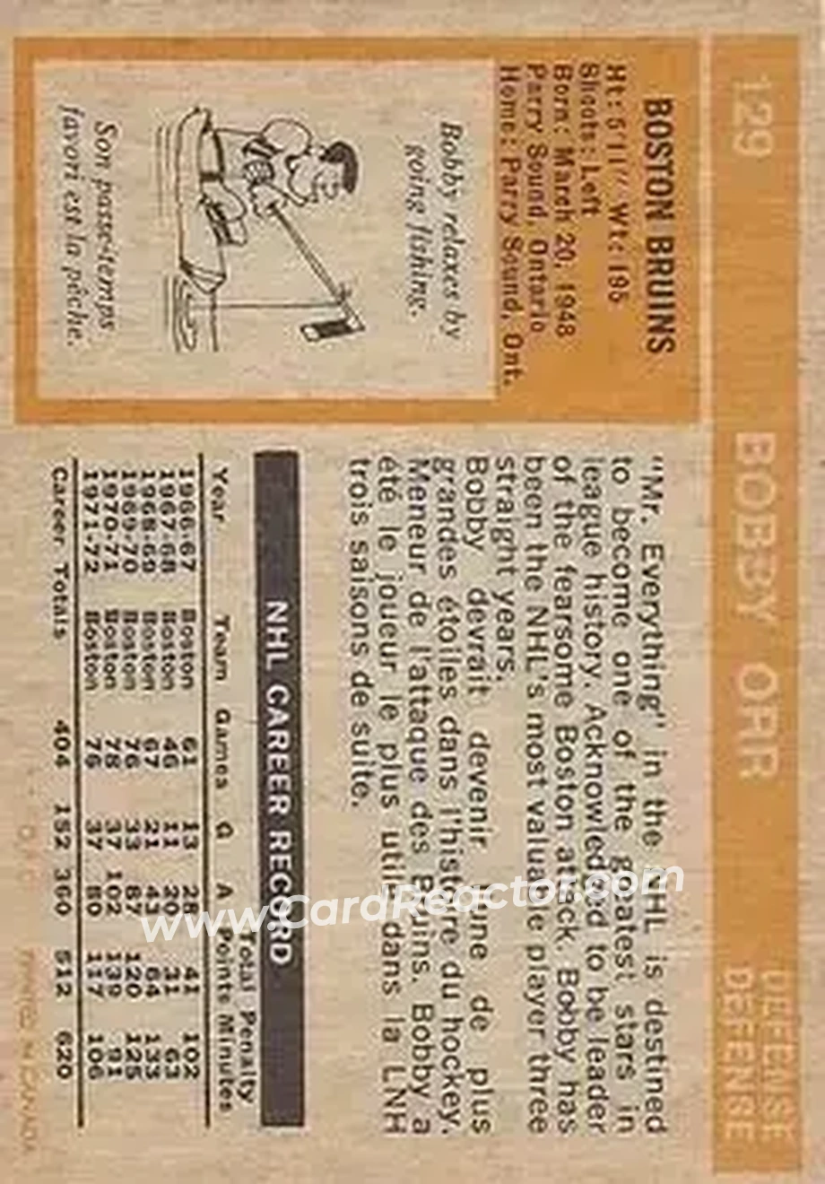 Back of Bobby Orr