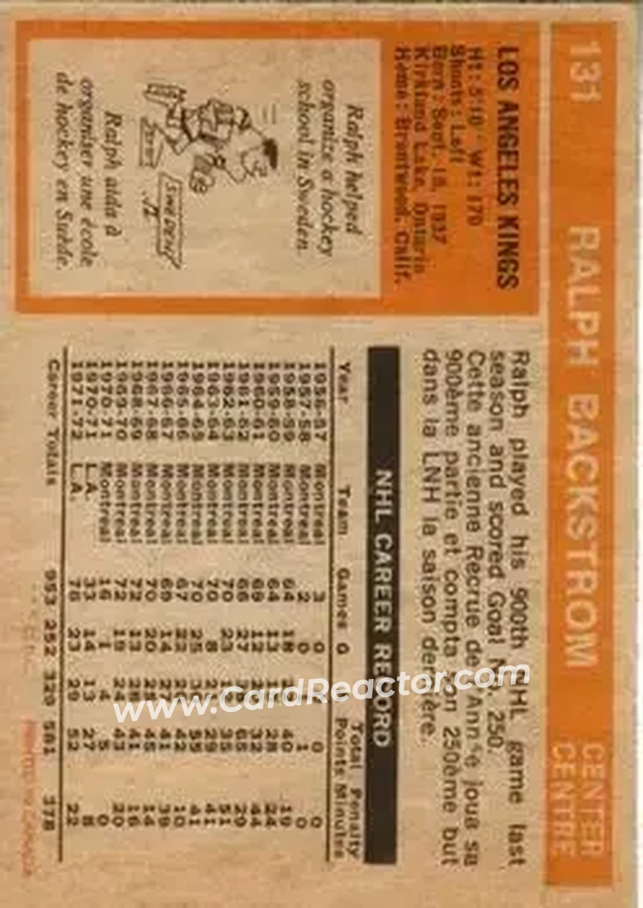 Back of Ralph Backstrom