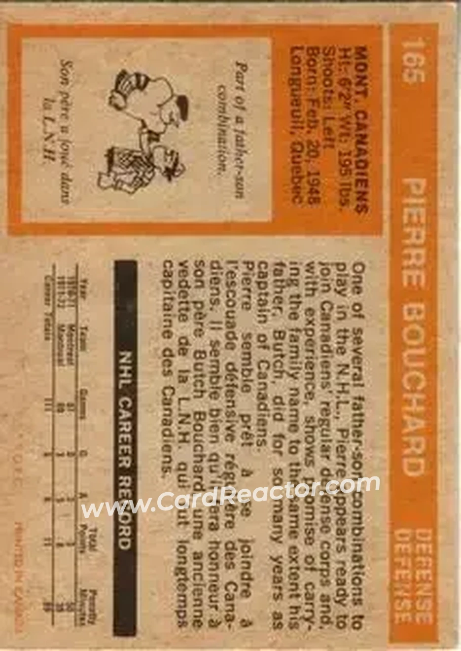 Back of Pierre Bouchard