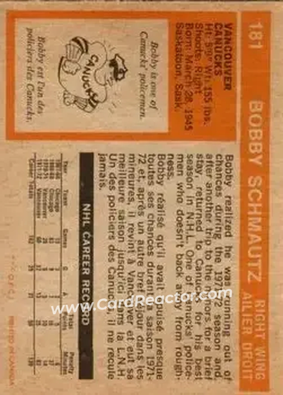 Back of Bobby Schmautz
