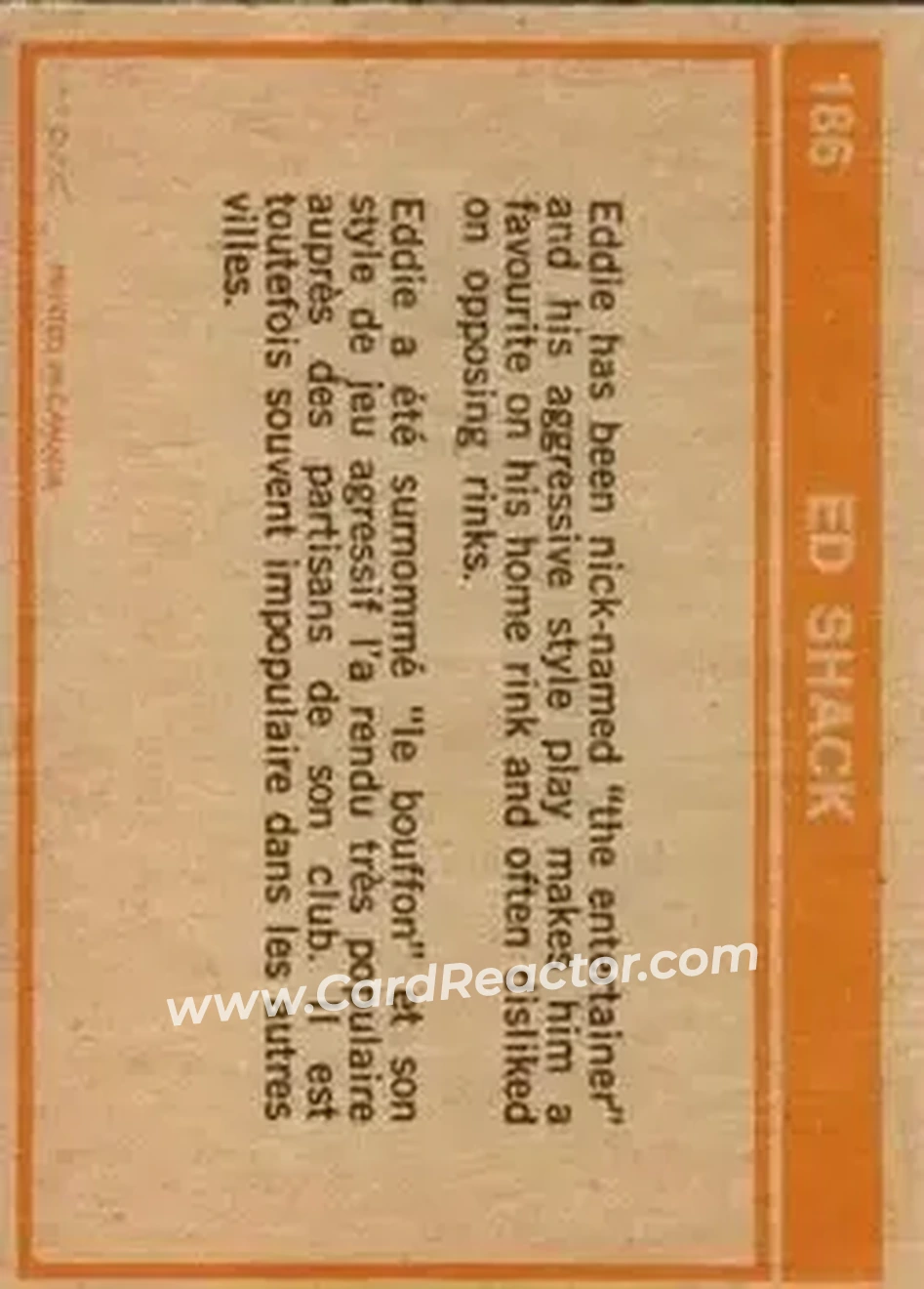 Back of Eddie Shack