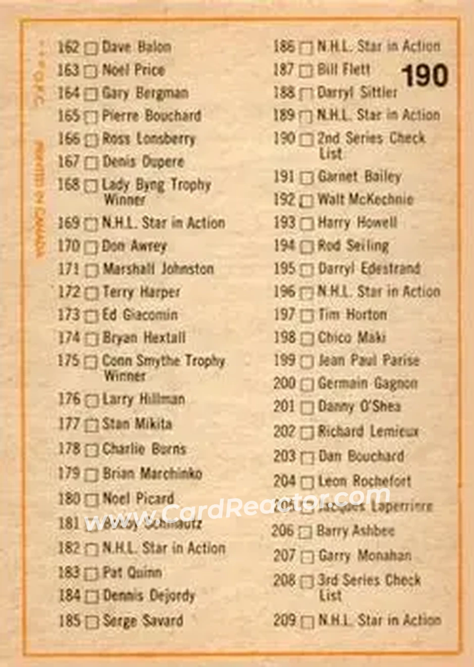 Back of Card #190