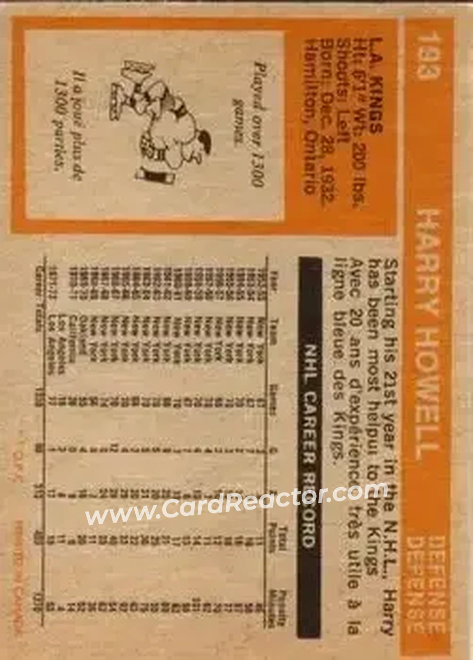 Back of Harry Howell