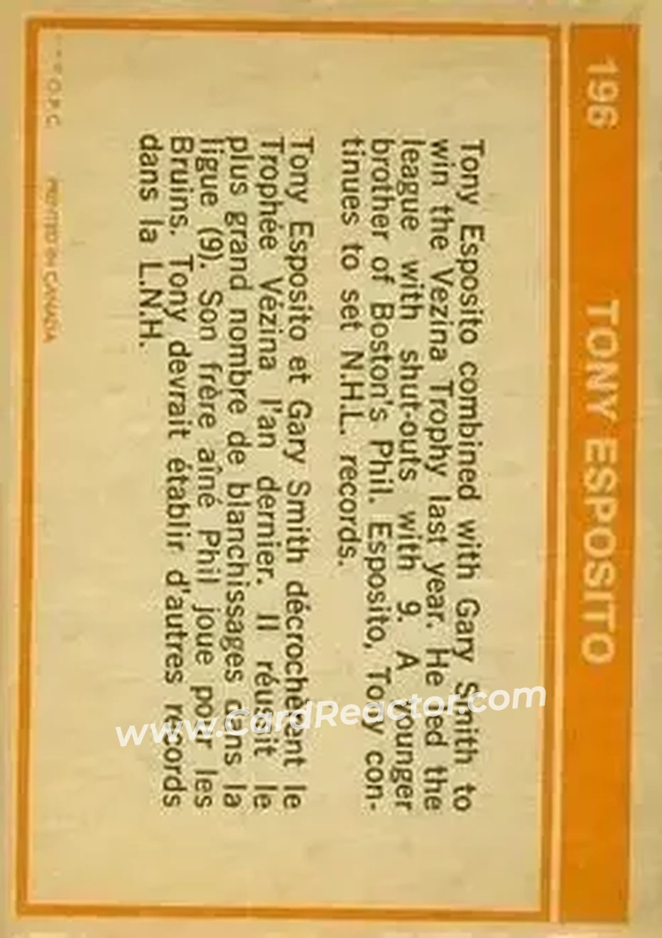 Back of Tony Esposito