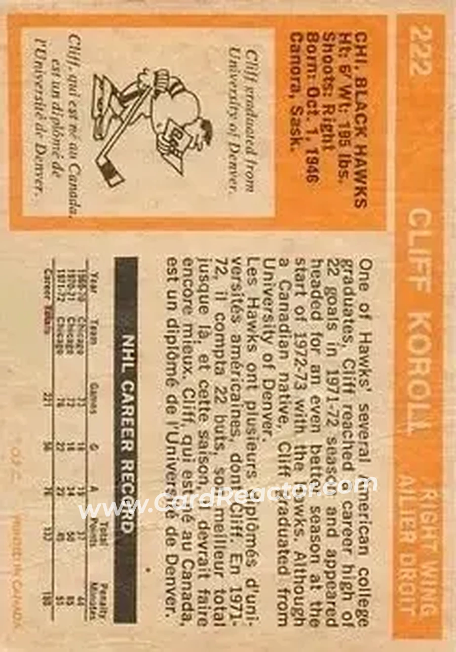 Back of Cliff Koroll