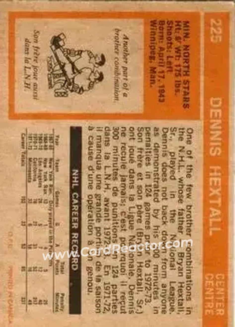 Back of Dennis Hextall