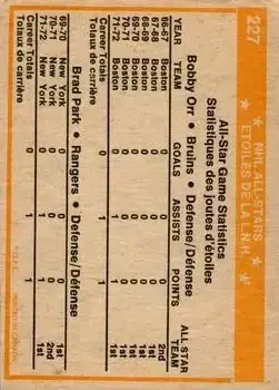 1972-73 O-Pee-Chee #227 - Bobby Orr - Back
