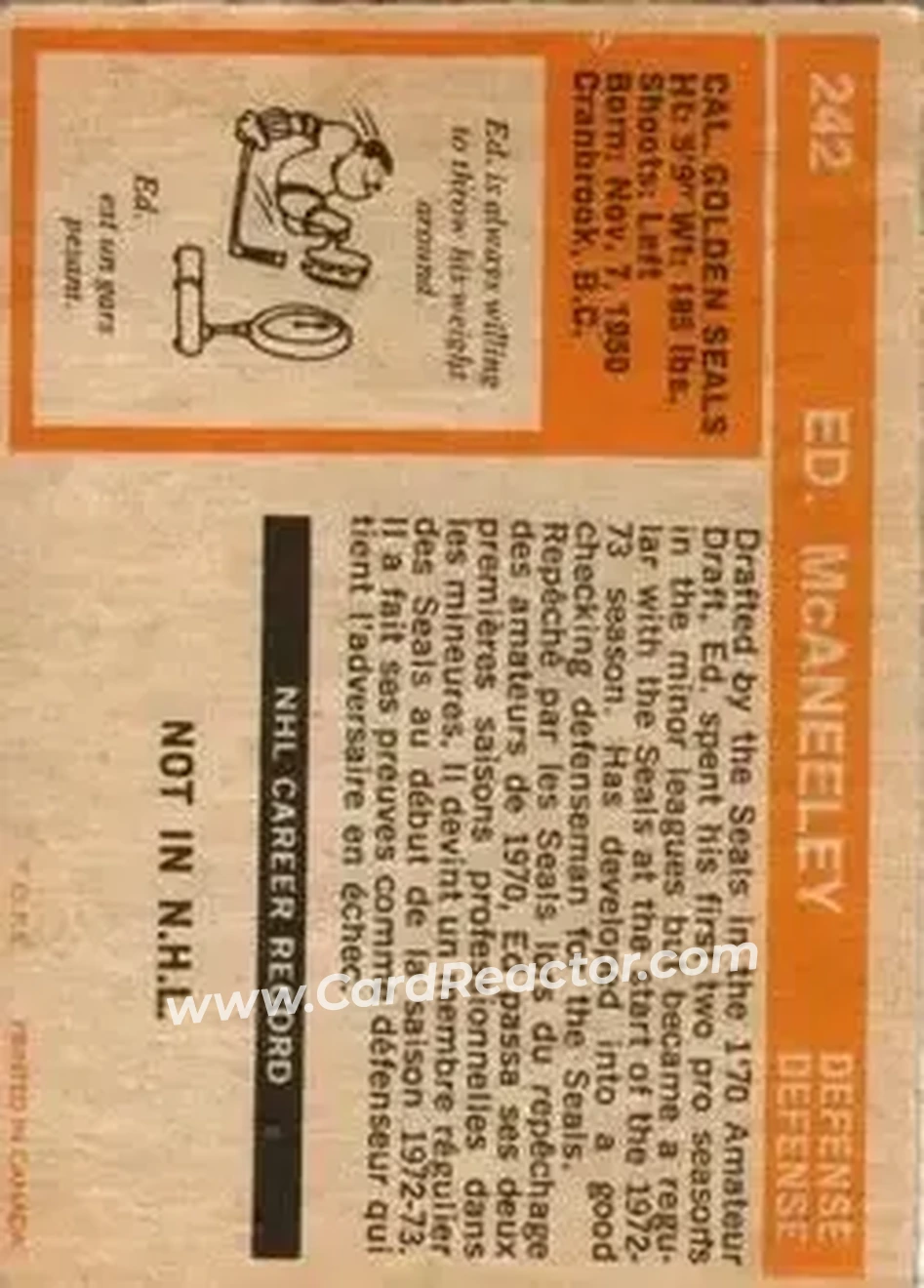 Back of Ted McAneeley
