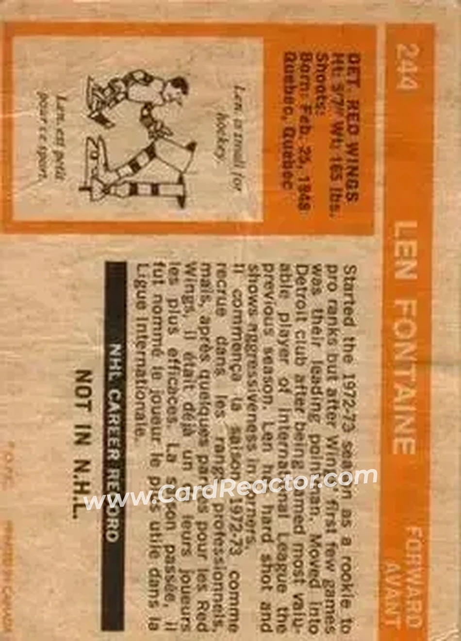 Back of Len Fontaine